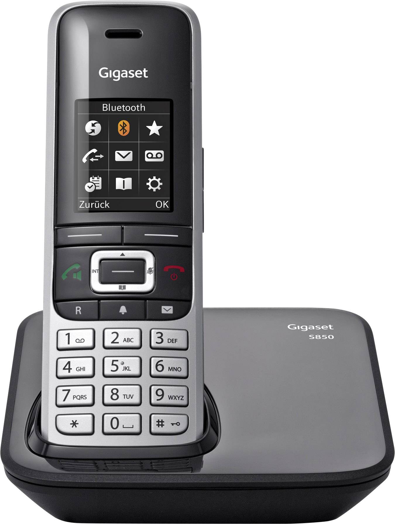 Gigaset S850 DECT, DECT/GAP, Bluetooth® Schnurloses Telefon analog Bluetooth, Headsetanschluss Platin, Schwarz