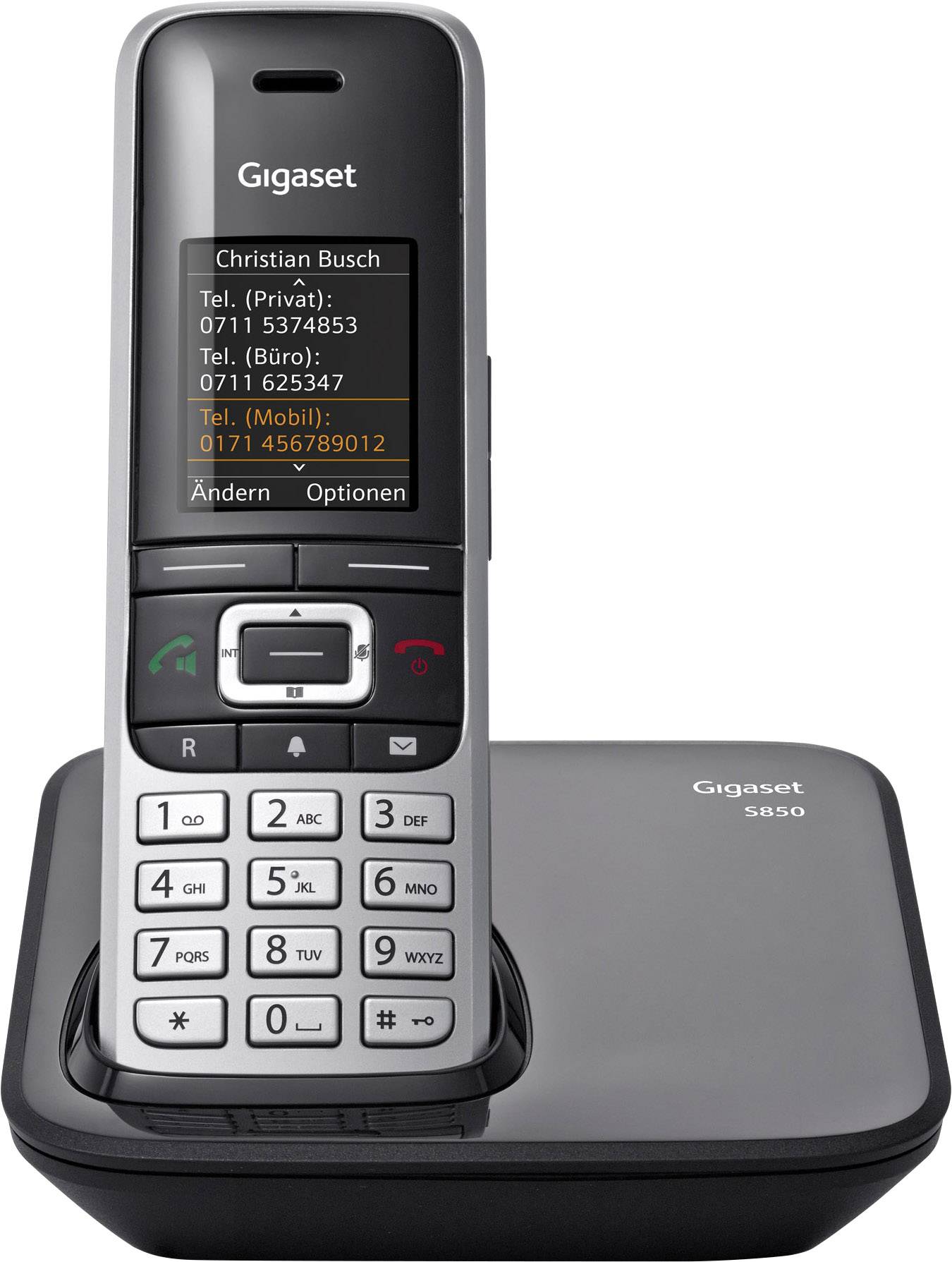 Gigaset S850 DECT, DECT/GAP, Bluetooth® Schnurloses Telefon analog Bluetooth, Headsetanschluss Platin, Schwarz