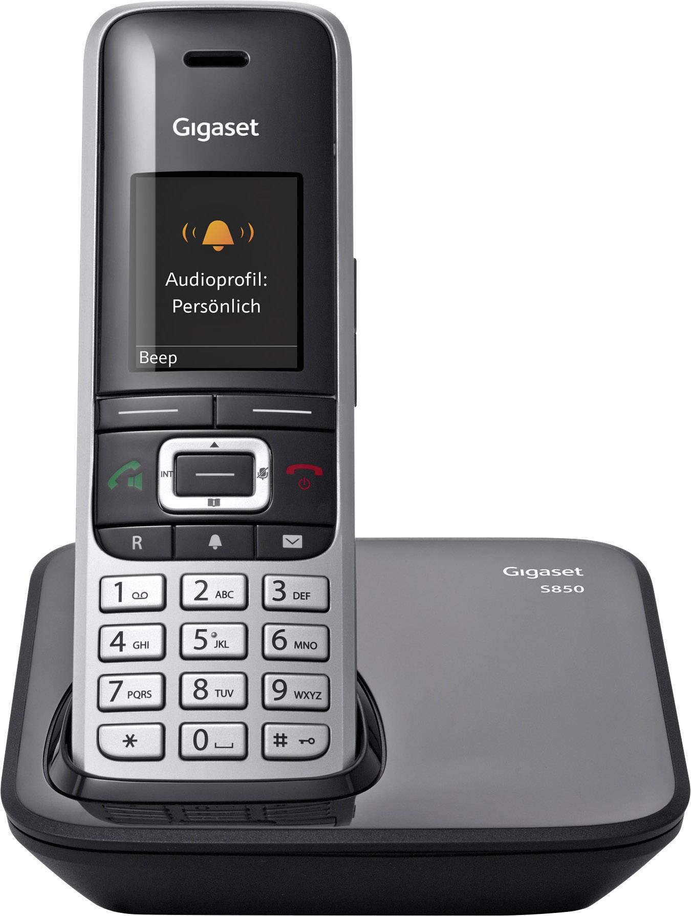 Gigaset S850 DECT, DECT/GAP, Bluetooth® Schnurloses Telefon analog Bluetooth, Headsetanschluss Platin, Schwarz