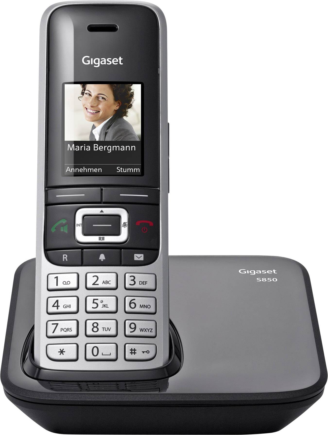 Gigaset S850 DECT, DECT/GAP, Bluetooth® Schnurloses Telefon analog Bluetooth, Headsetanschluss Platin, Schwarz