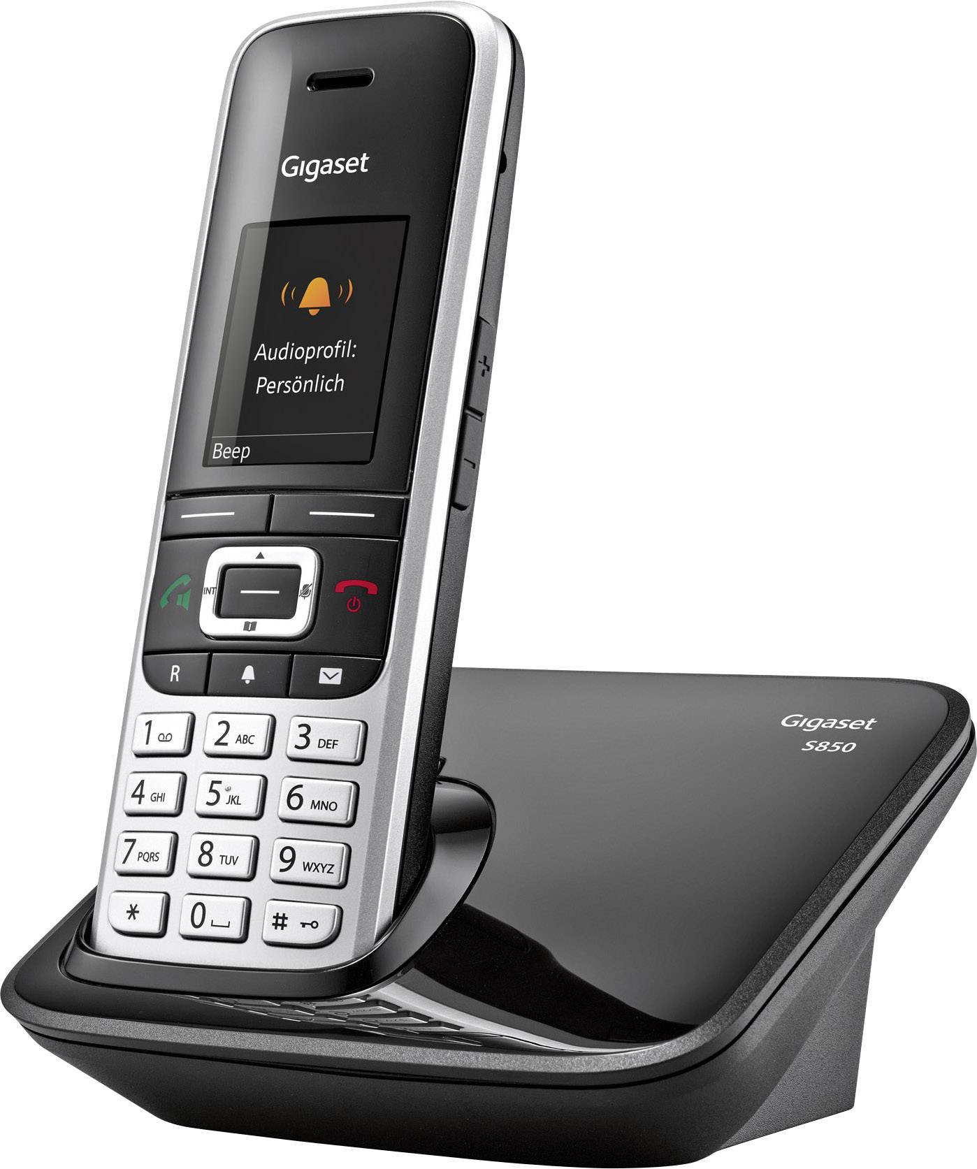 Gigaset S850 DECT, DECT/GAP, Bluetooth® Schnurloses Telefon analog Bluetooth, Headsetanschluss Platin, Schwarz