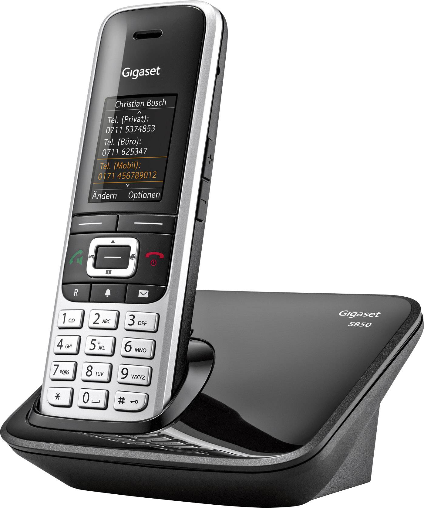 Gigaset S850 DECT, DECT/GAP, Bluetooth® Schnurloses Telefon analog Bluetooth, Headsetanschluss Platin, Schwarz