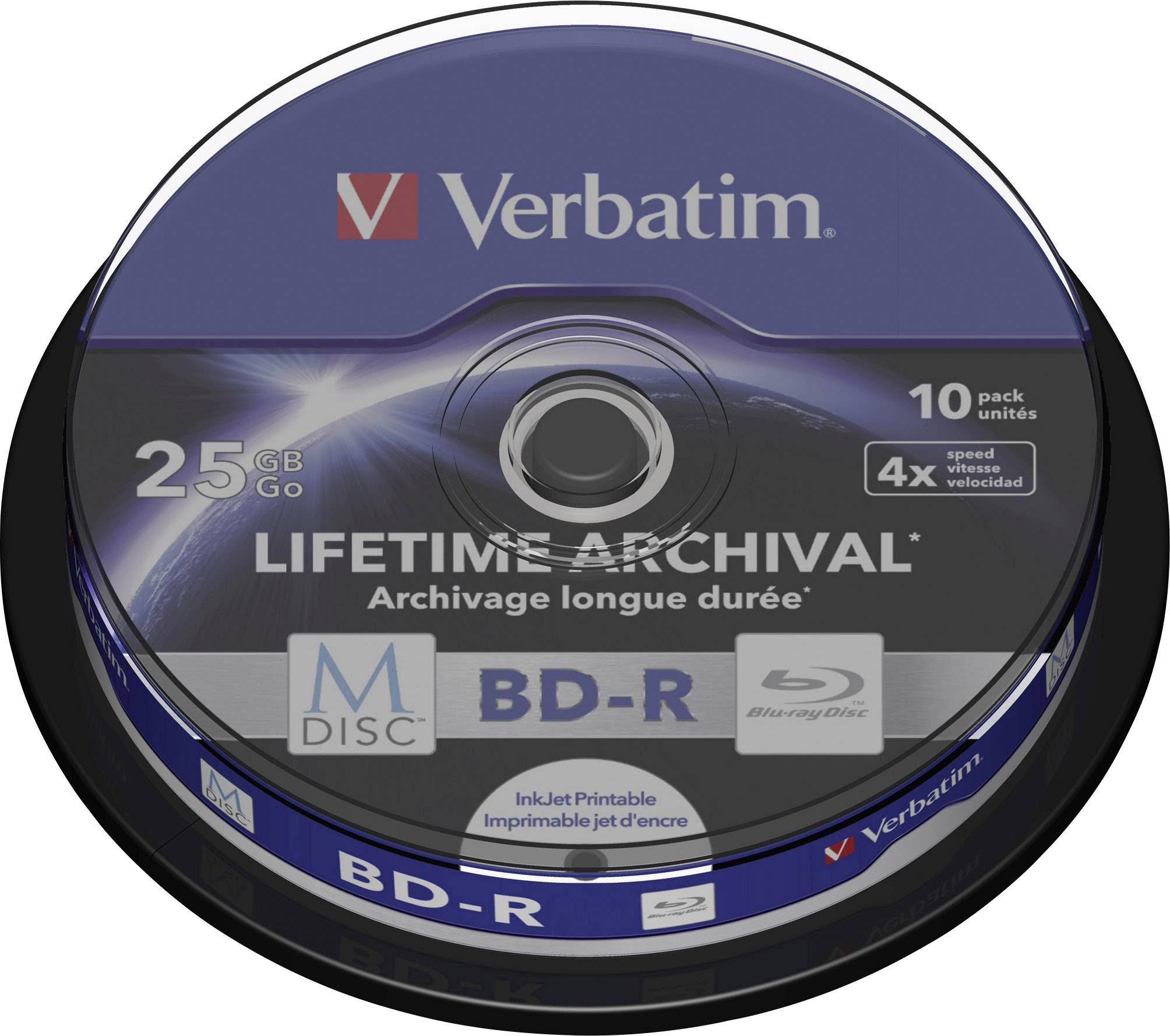 Verbatim 43825 M-DISC Blu-ray Rohling 25 GB 10 St. Spindel Bedruckbar