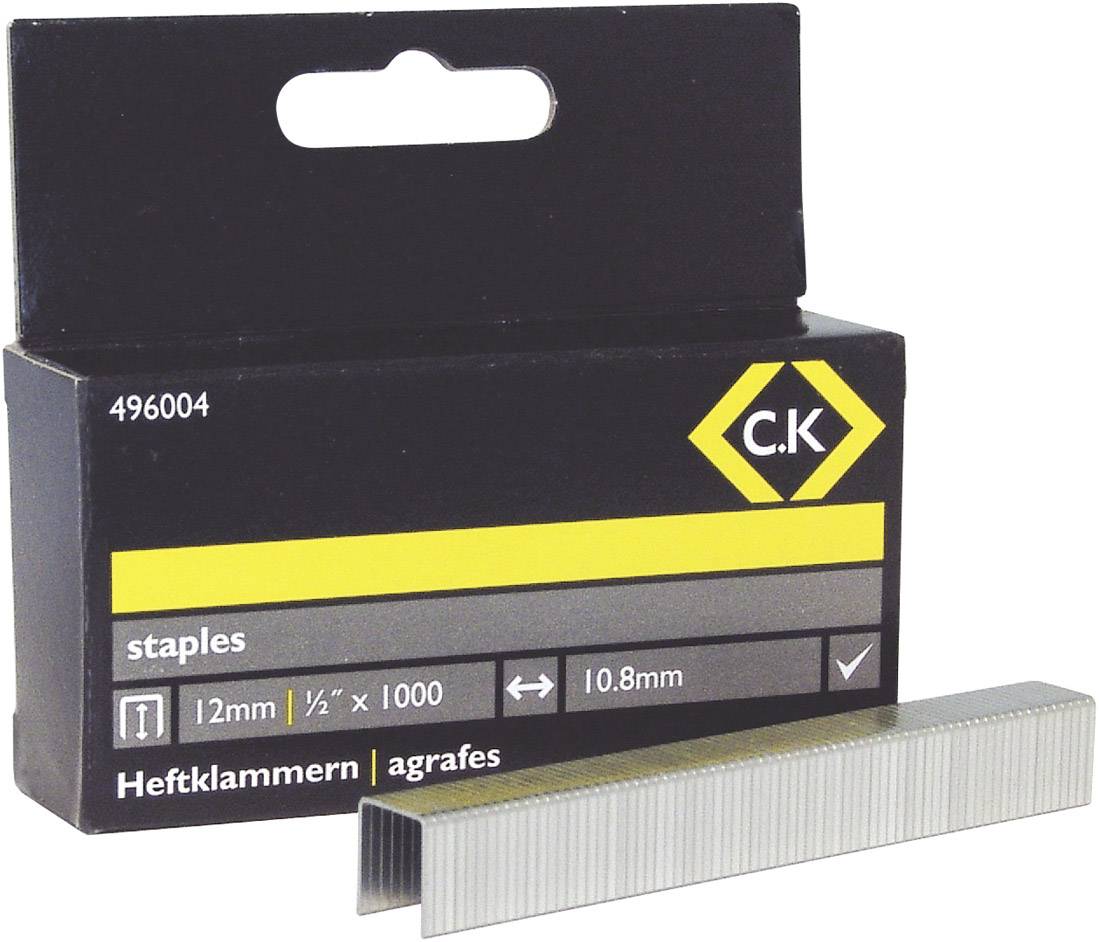Eine Packung Heftklammern, gekennzeichnet mit 'C.K', 12mm, 1/2