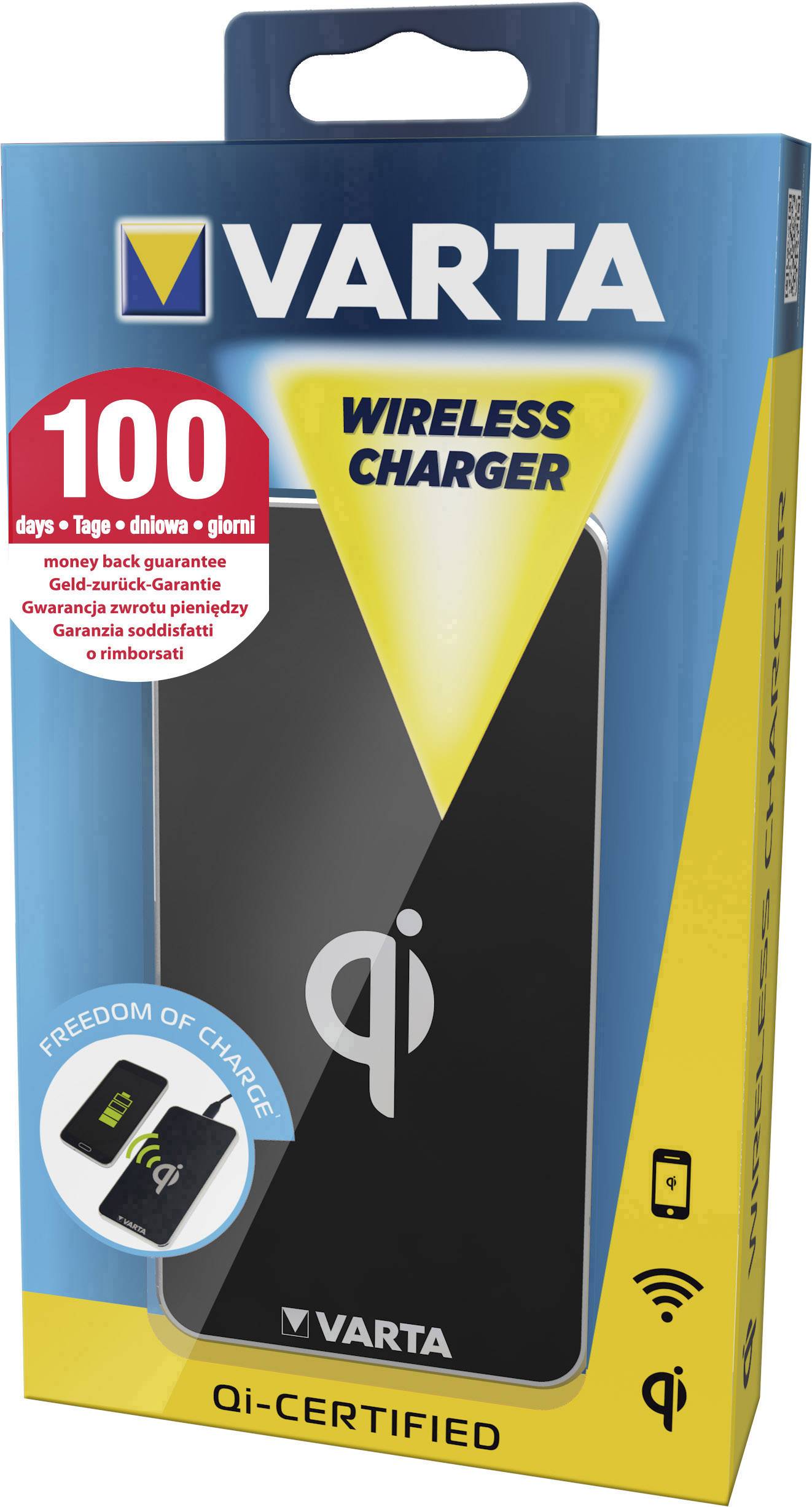 Varta Induktions-Ladegerät Qi Wireless Charger 57910101111 Ausgänge Induktionslade-Standard Schwarz