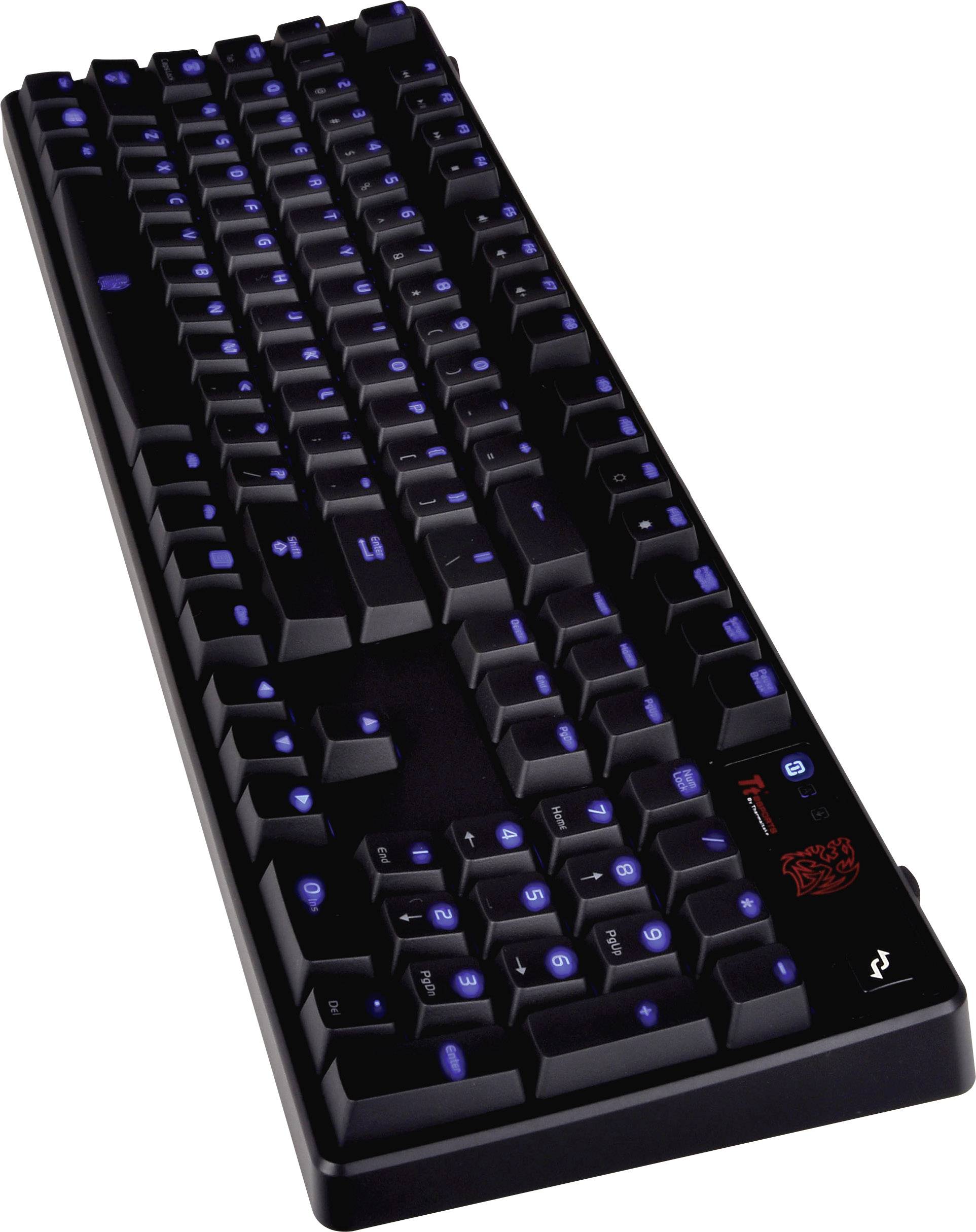 TT eSports Poseidon Z Illuminated USB-Gaming-Tastatur Switch: Brown, Beleuchtet Deutsch, QWERTZ, Windows® Schwarz/Blau
