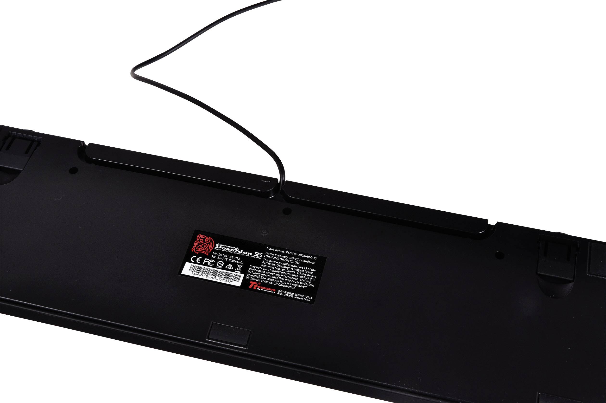 TT eSports Poseidon Z Illuminated USB-Gaming-Tastatur Switch: Brown, Beleuchtet Deutsch, QWERTZ, Windows® Schwarz/Blau