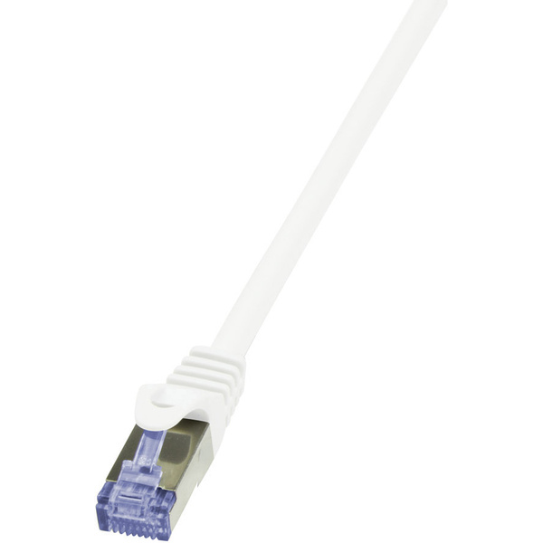 LogiLink CQ4061S RJ45 Netzwerkkabel, Patchkabel S/FTP 3.00m Weiß vergoldete Steckkontakte, Flammwidrig, mit Rastnasenschutz 1St.