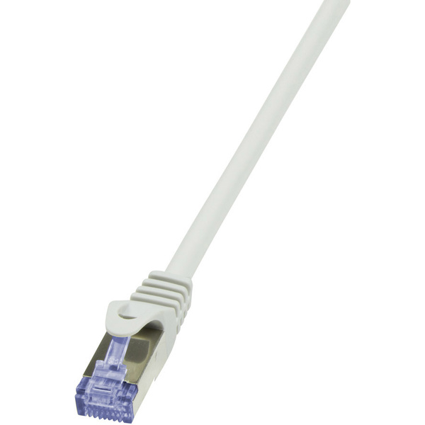 LogiLink CQ4022S RJ45 Netzwerkkabel, Patchkabel S/FTP 0.50m Grau vergoldete Steckkontakte, Flammwidrig, mit Rastnasenschutz