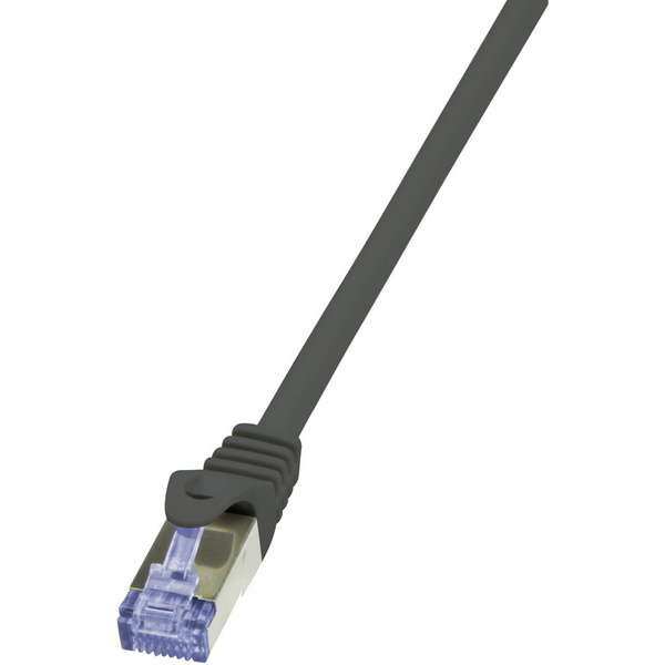 LogiLink CQ4023S RJ45 Netzwerkkabel, Patchkabel S/FTP 0.50m Schwarz vergoldete Steckkontakte, Flammwidrig, mit Rastnasenschutz