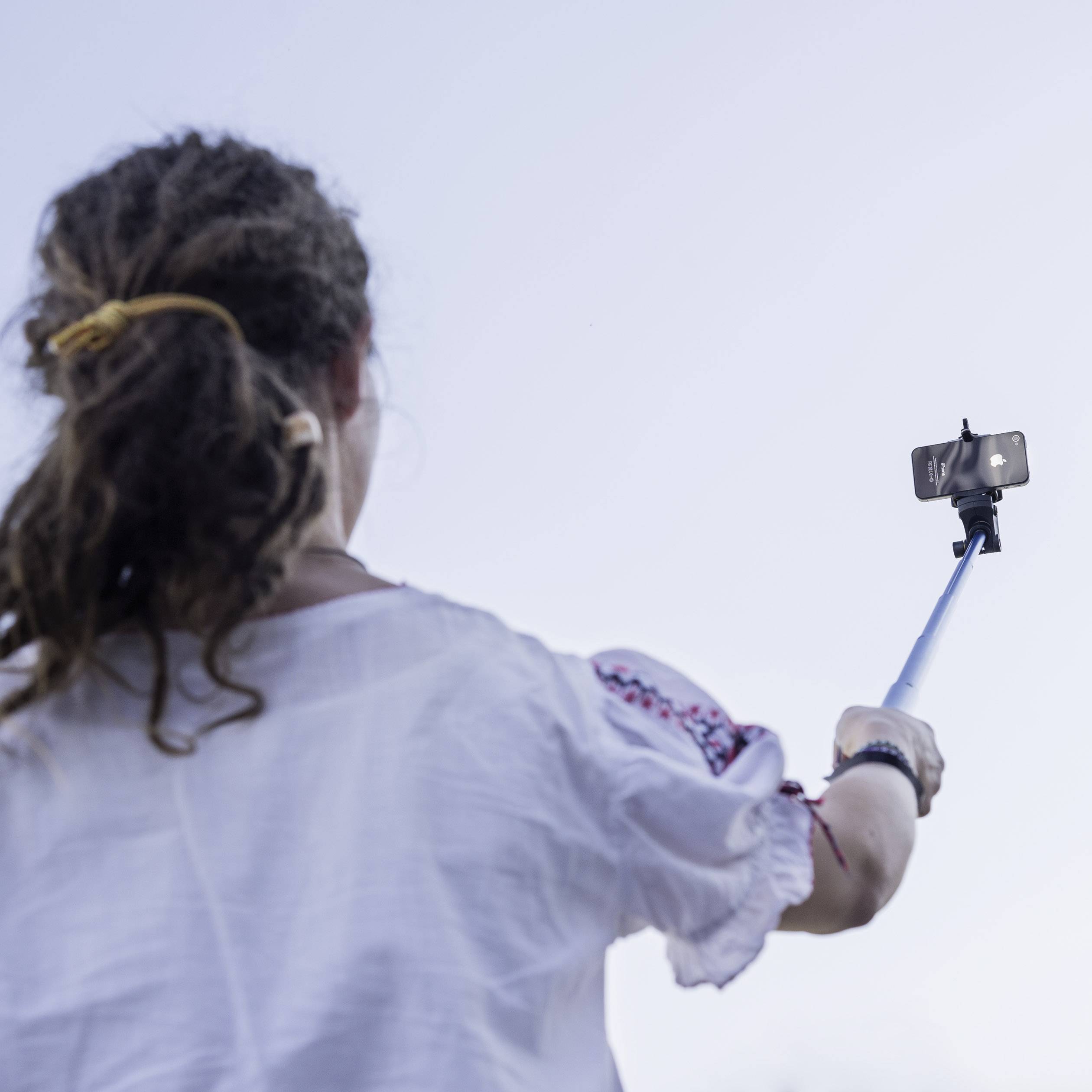 Mantona Handstativ Selfie Stick 8cm 1/4 Zoll Blau inkl. Handschlaufe