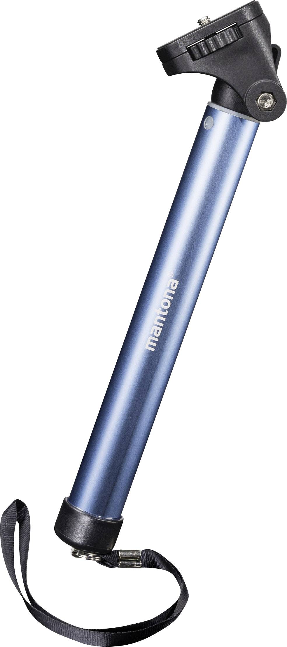 Mantona Handstativ Selfie Stick 8cm 1/4 Zoll Blau inkl. Handschlaufe