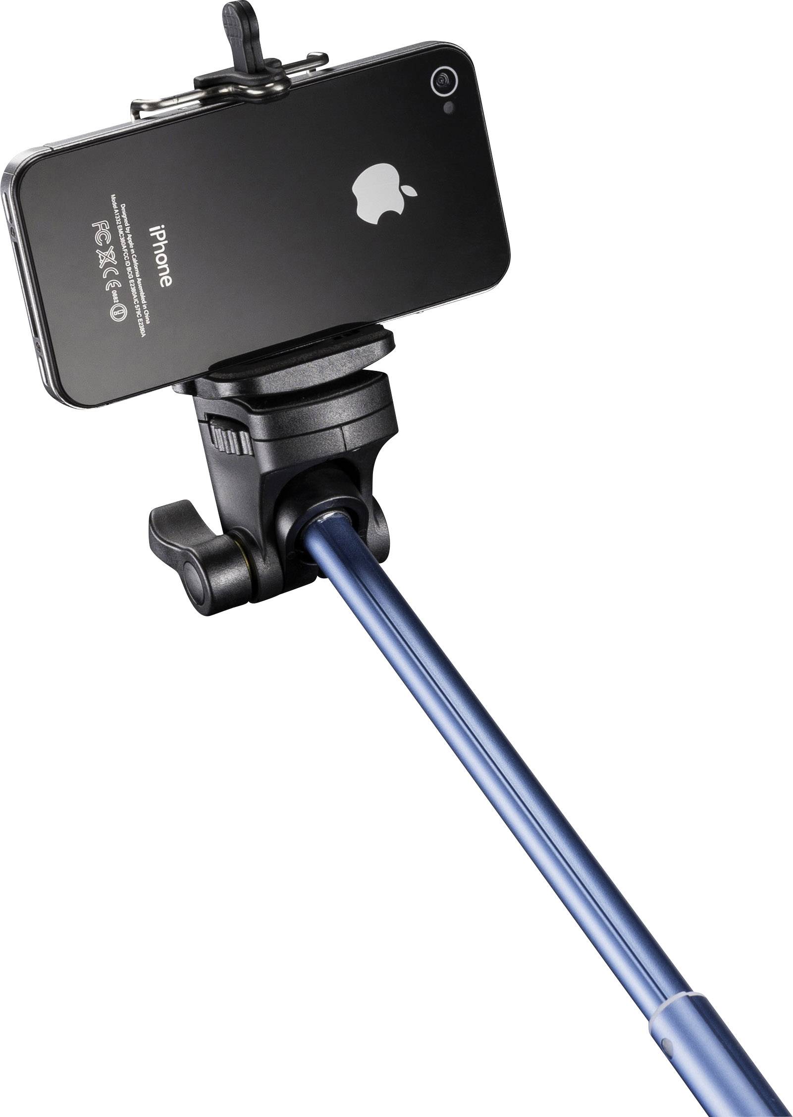Mantona Handstativ Selfie Stick 8cm 1/4 Zoll Blau inkl. Handschlaufe