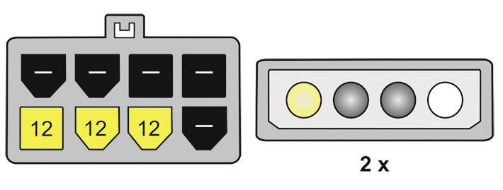 Delock Strom Anschlusskabel [2x IDE-Strom-Stecker 4pol. - 1x PCIe-Stecker 8pol.] 0.15 m Schwarz, Gelb