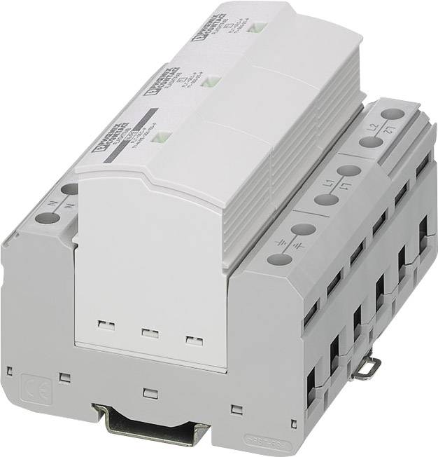 Ein weißes, rechteckiges, elektrisches Relaismodul mit mehreren Anschlussklemmen auf der rechten Seite, montiert auf einer Schiene.