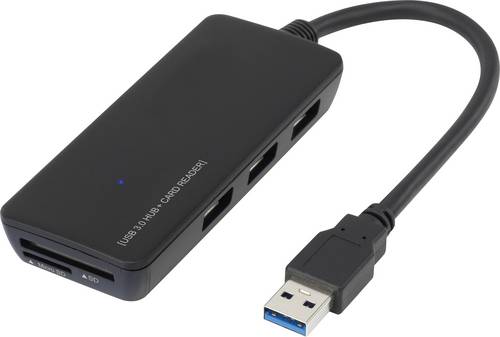 Renkforce RF-4027443 USB-Hub 3 Port USB-A, SD, microSD USB 3.0 5 GBit/s mit eingebautem SD-Kartenle