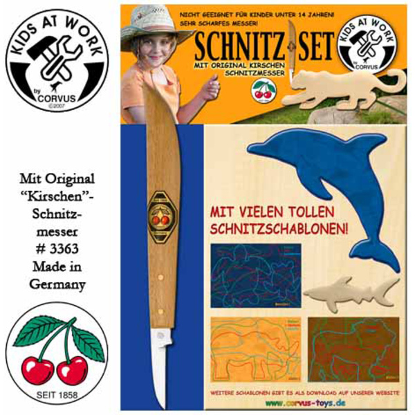 600041 Kids at Work Schnitz-Set Messer &Holz CORVUS Kids at Work Schnitz-Set Messer und Holz