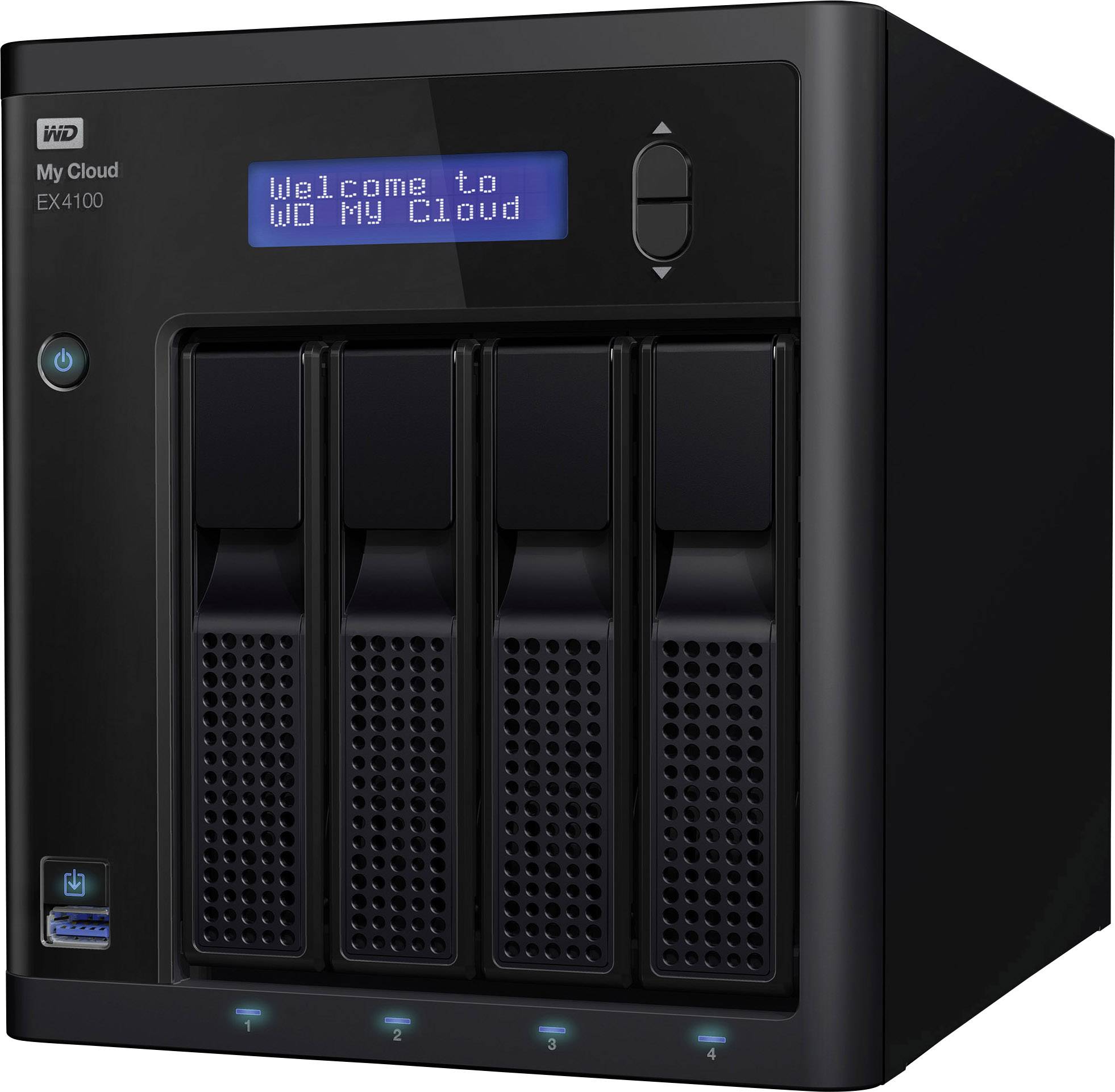 WD My Cloud™ EX4100 NAS-Server 8 TB 4 Bay bestückt mit WD Red™, Integriertes Display, Business Cloud WDBWZE0080KBK-EESN