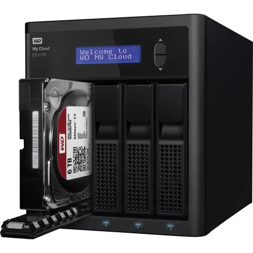 WD My Cloud™ EX4100 NAS-Server 8 TB 4 Bay bestückt mit WD Red™, Integriertes Display, Business Cloud WDBWZE0080KBK-EESN WD My Cloud™ EX4100 NAS-Server 8 TB 4 Bay bestückt mit WD Red™, Integriertes Display, Business Cloud WDBWZE0080KBK-EESN