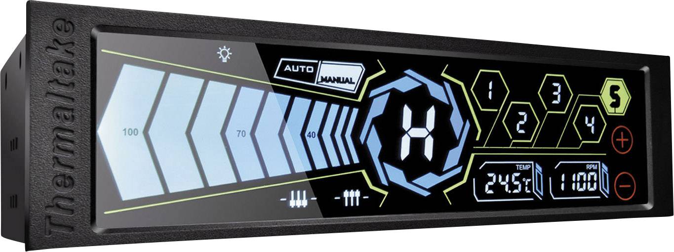 Thermaltake AC-010-B51NAN-A1 PC Lüftersteuerung 13,32 cm (5.25 Zoll) Anzahl Kanäle: 5 inkl. Touchsc