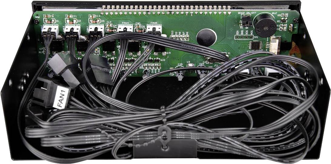 Thermaltake AC-010-B51NAN-A1 PC Lüftersteuerung 13,32 cm (5.25 Zoll) Anzahl Kanäle: 5 inkl. Touchscreen, inkl. Temperatur-Sensor