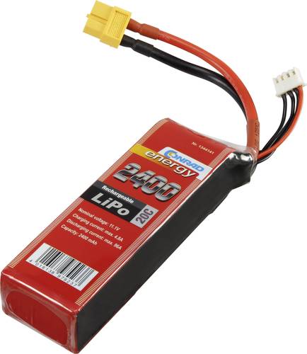 Modellbau-Akkupack (LiPo) 11.1V 2400 mAh Zellen-Zahl: 3 20 C Softcase XT60