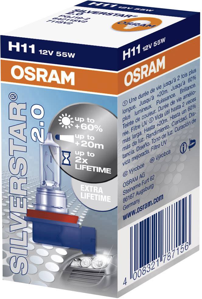Osram Auto Halogen Leuchtmittel Silverstar 2.0 H11 55W 12V