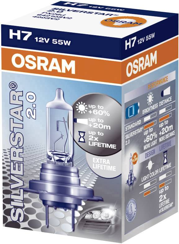Osram Auto Halogen Leuchtmittel Silverstar 2.0 H7 55W 12V