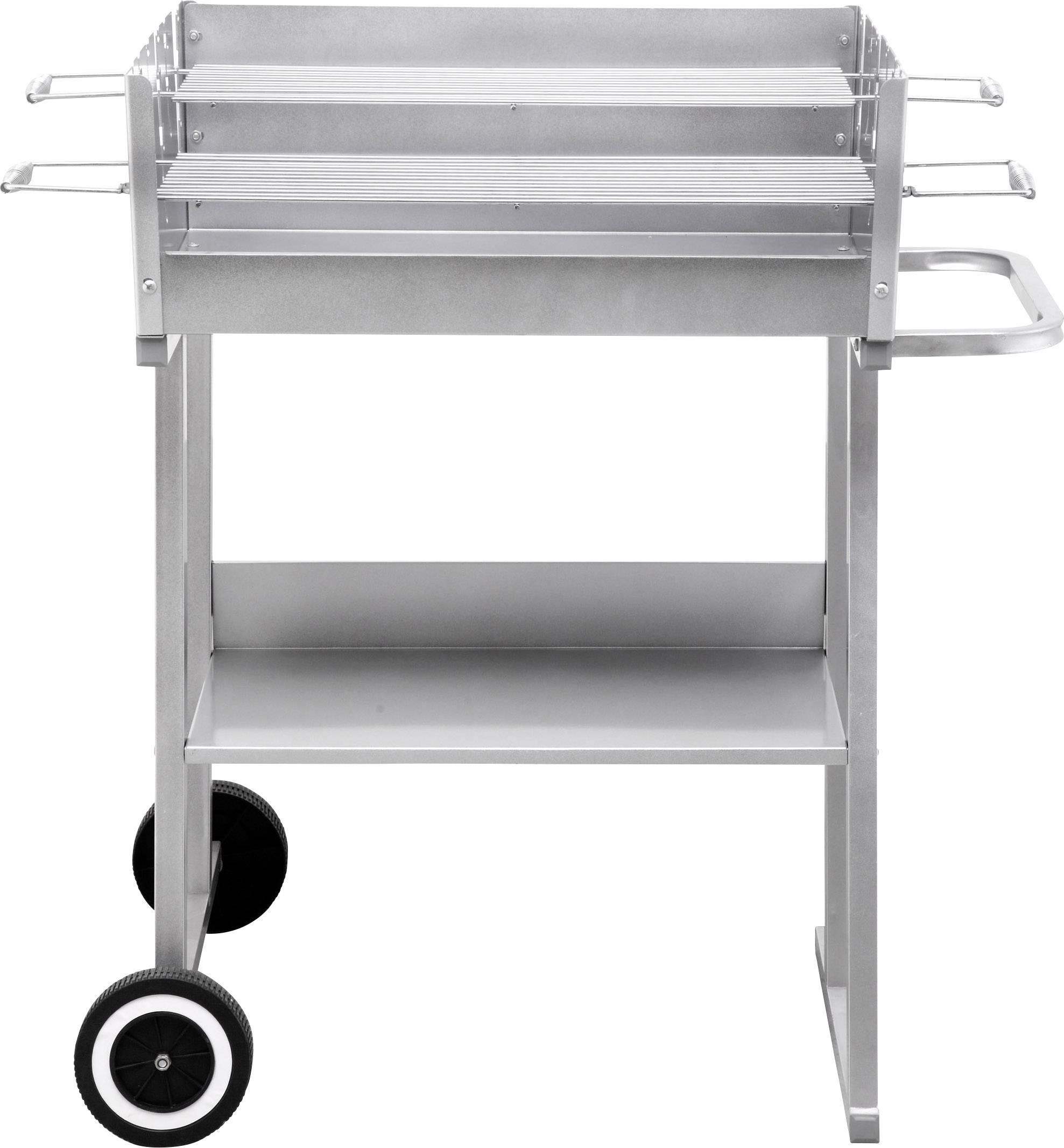 tepro Garten Pasadena Holzkohle Grill mit Windschutz Silber