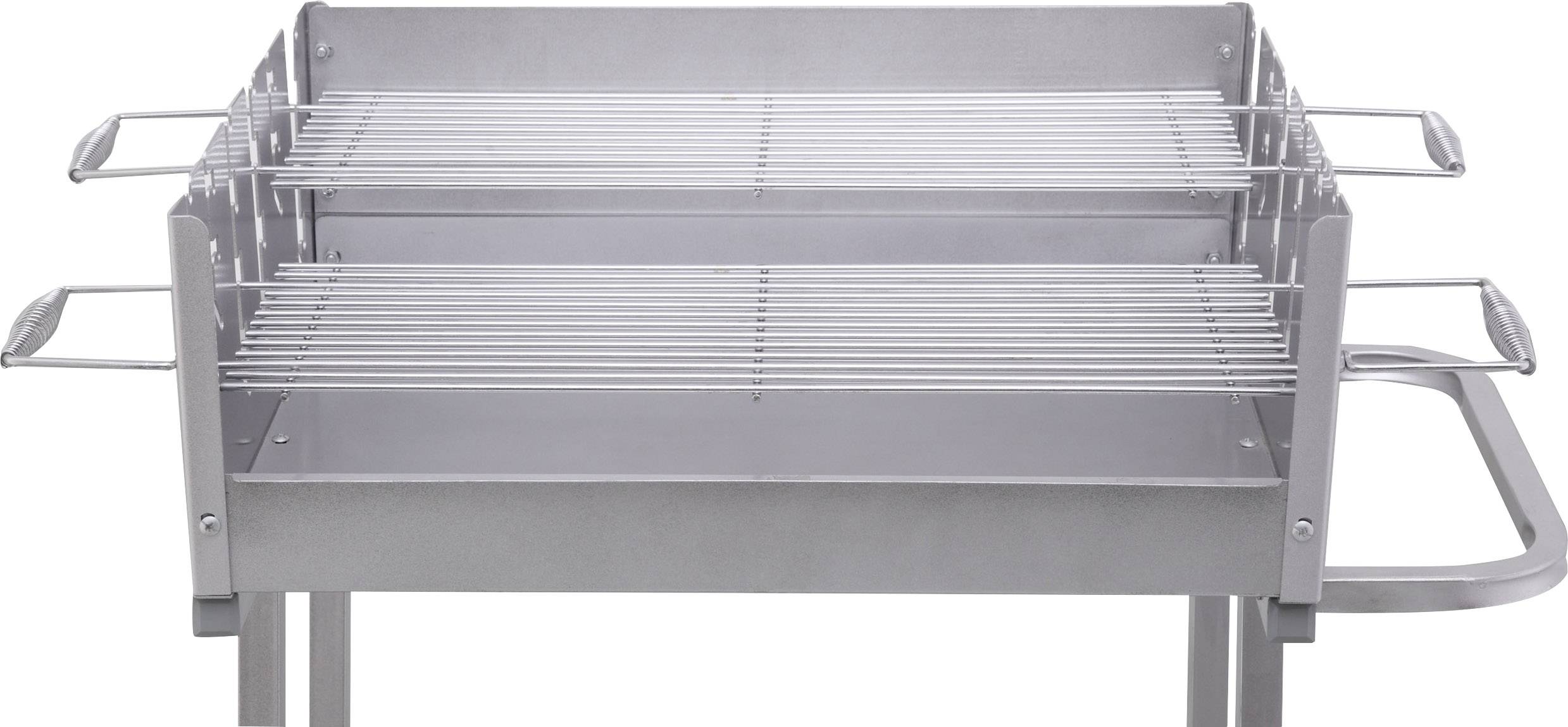 tepro Garten Pasadena Holzkohle Grill mit Windschutz Silber