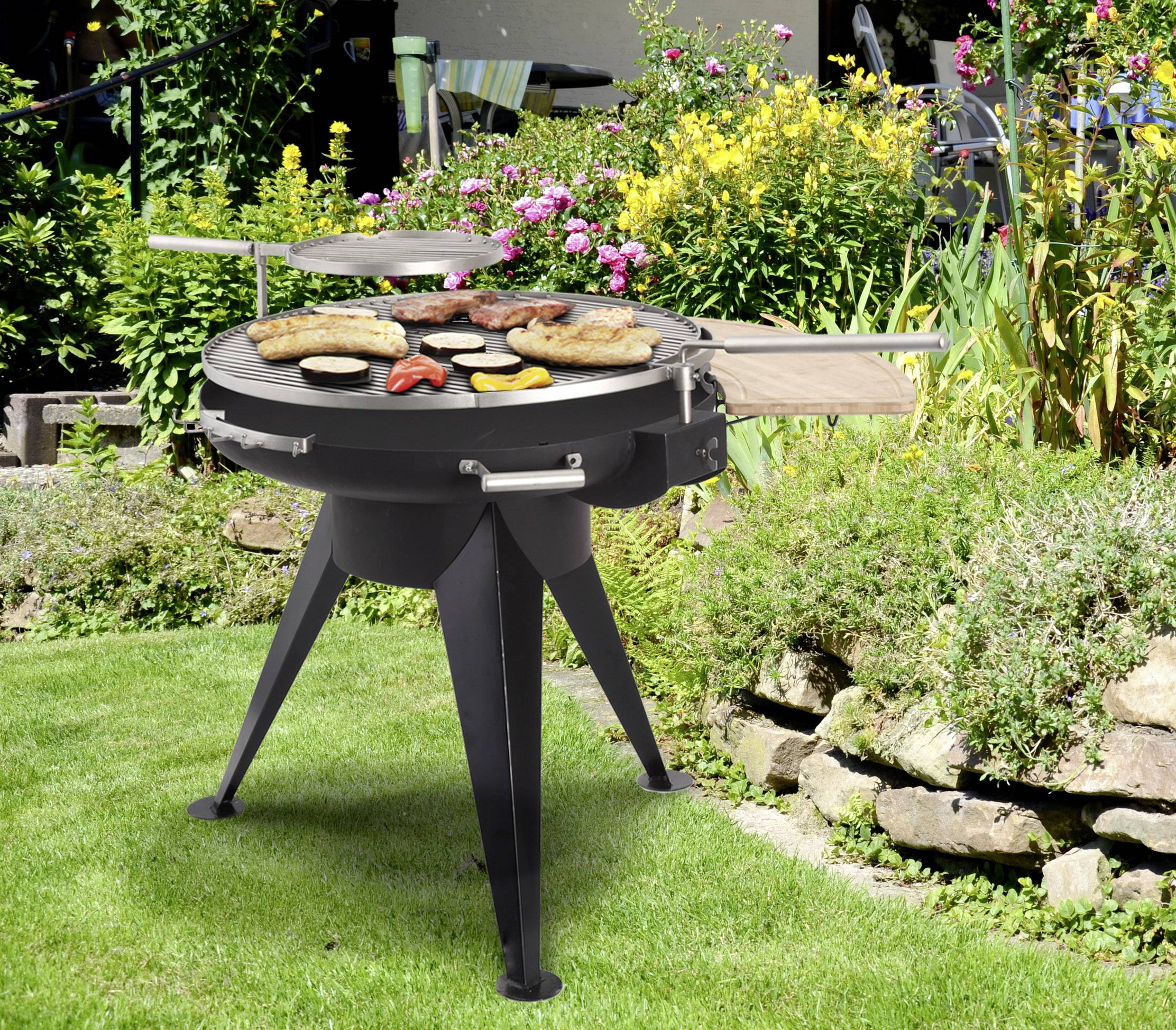 Tepro Garten "Cranford" Rund Holzkohle-Grill Grill-Fläche (Durchmesser)=760mm Schwarz, Edelstahl