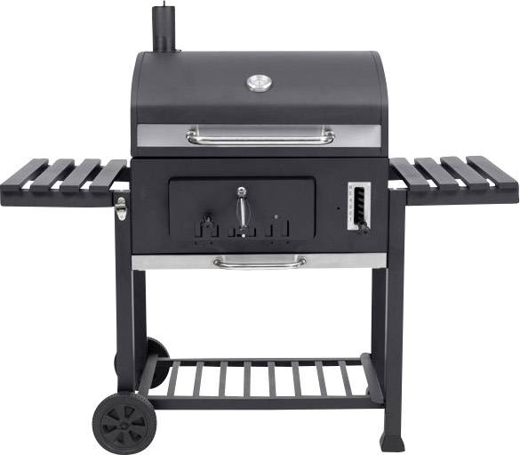 tepro Garten Toronto XXL Grillwagen Holzkohle-Grill Thermometer im Deckel Schwarz, Edelstahl