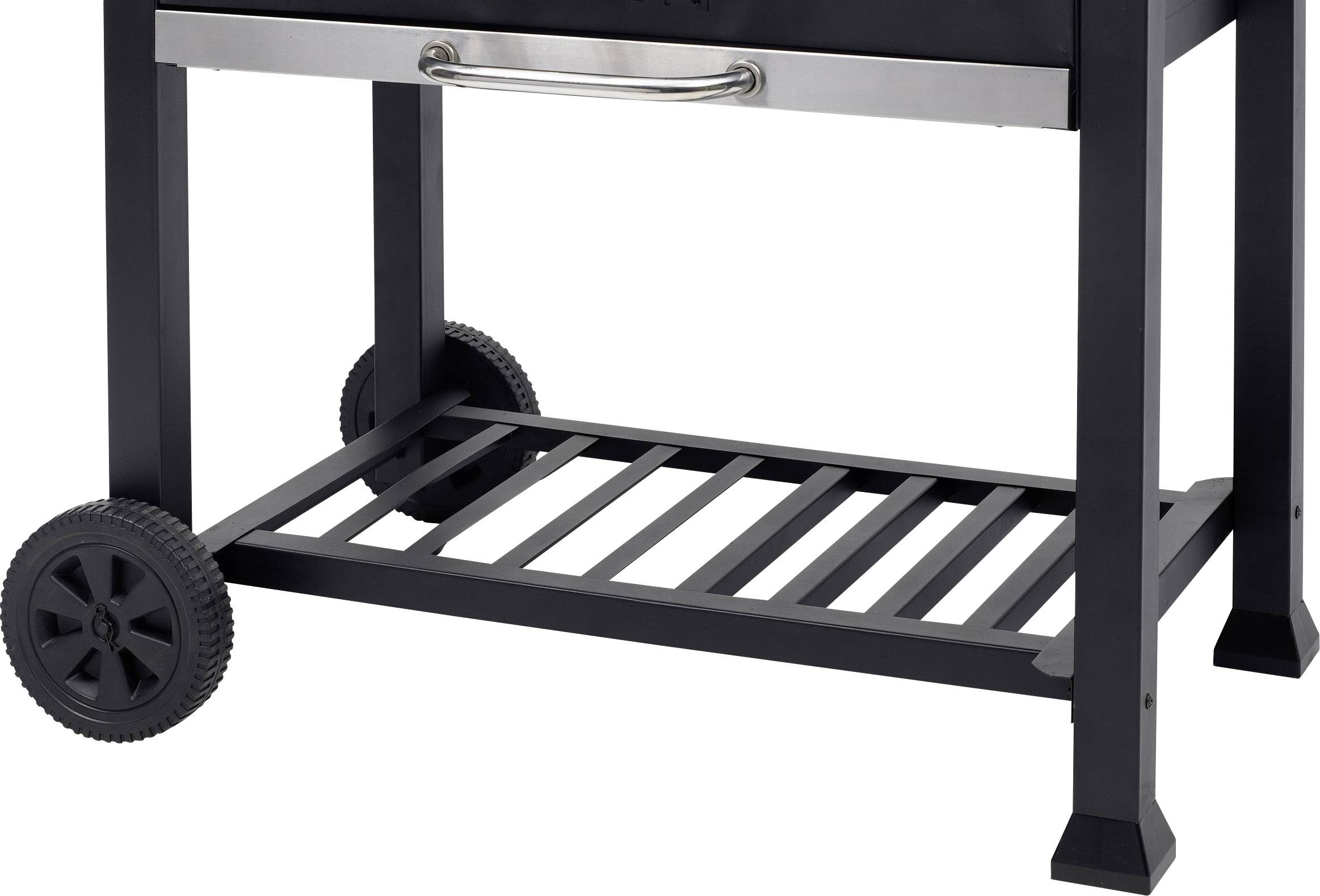 tepro Garten Toronto XXL Grillwagen Holzkohle-Grill Thermometer im Deckel Schwarz, Edelstahl