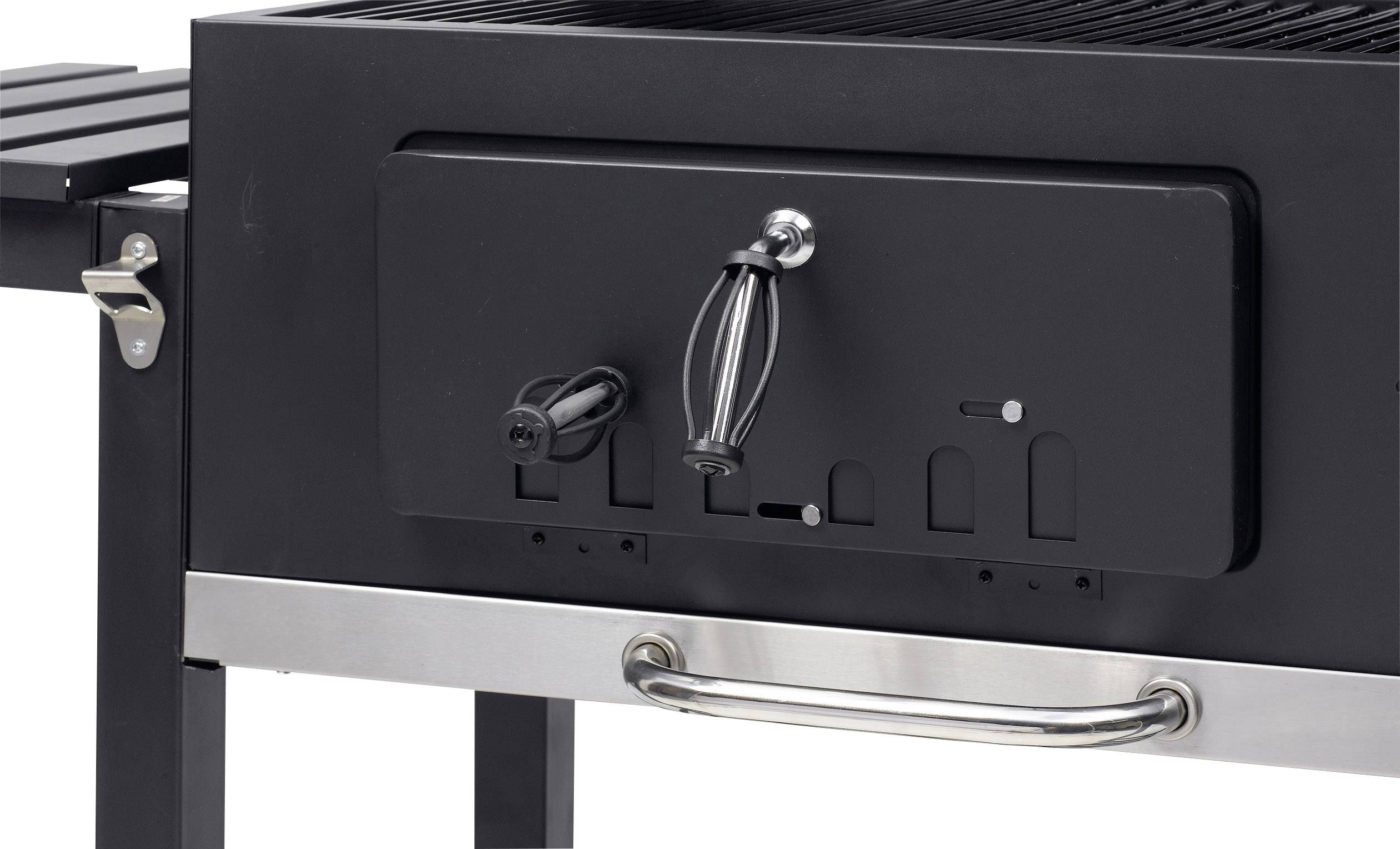 tepro Garten Toronto XXL Grillwagen Holzkohle-Grill Thermometer im Deckel Schwarz, Edelstahl
