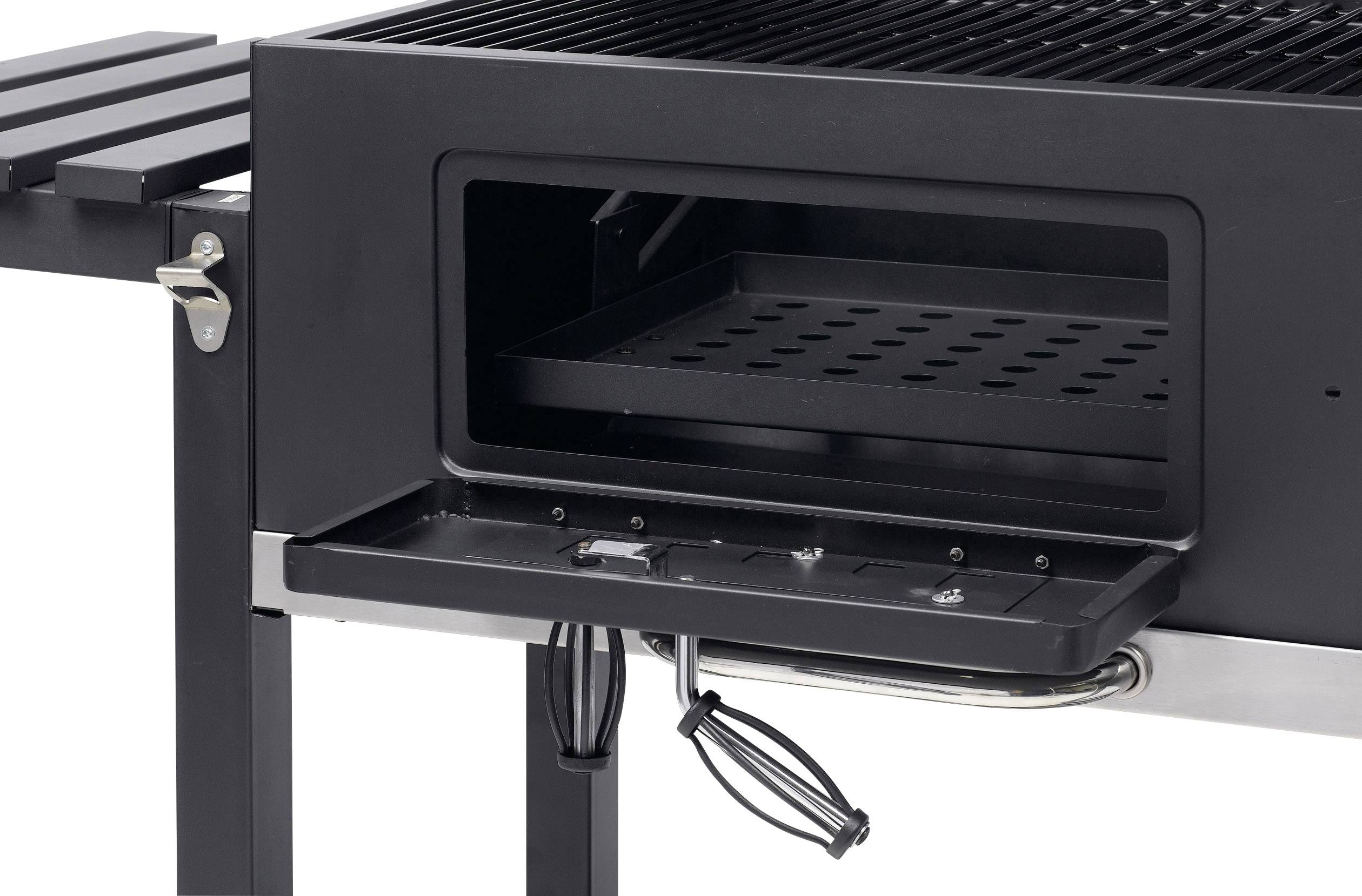tepro Garten Toronto XXL Grillwagen Holzkohle-Grill Thermometer im Deckel Schwarz, Edelstahl