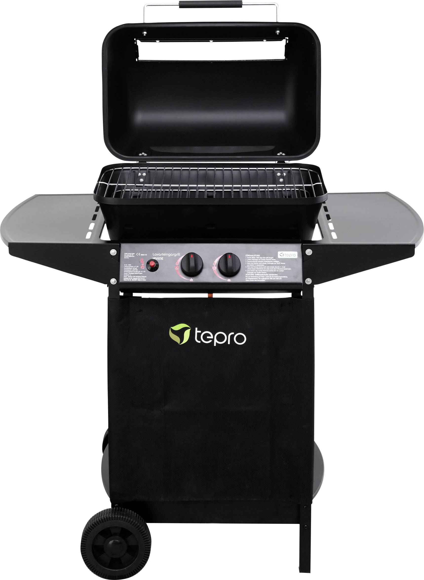 tepro Garten Irvine Lavastein, Grillwagen Gas-Grill 2 Brenner Schwarz