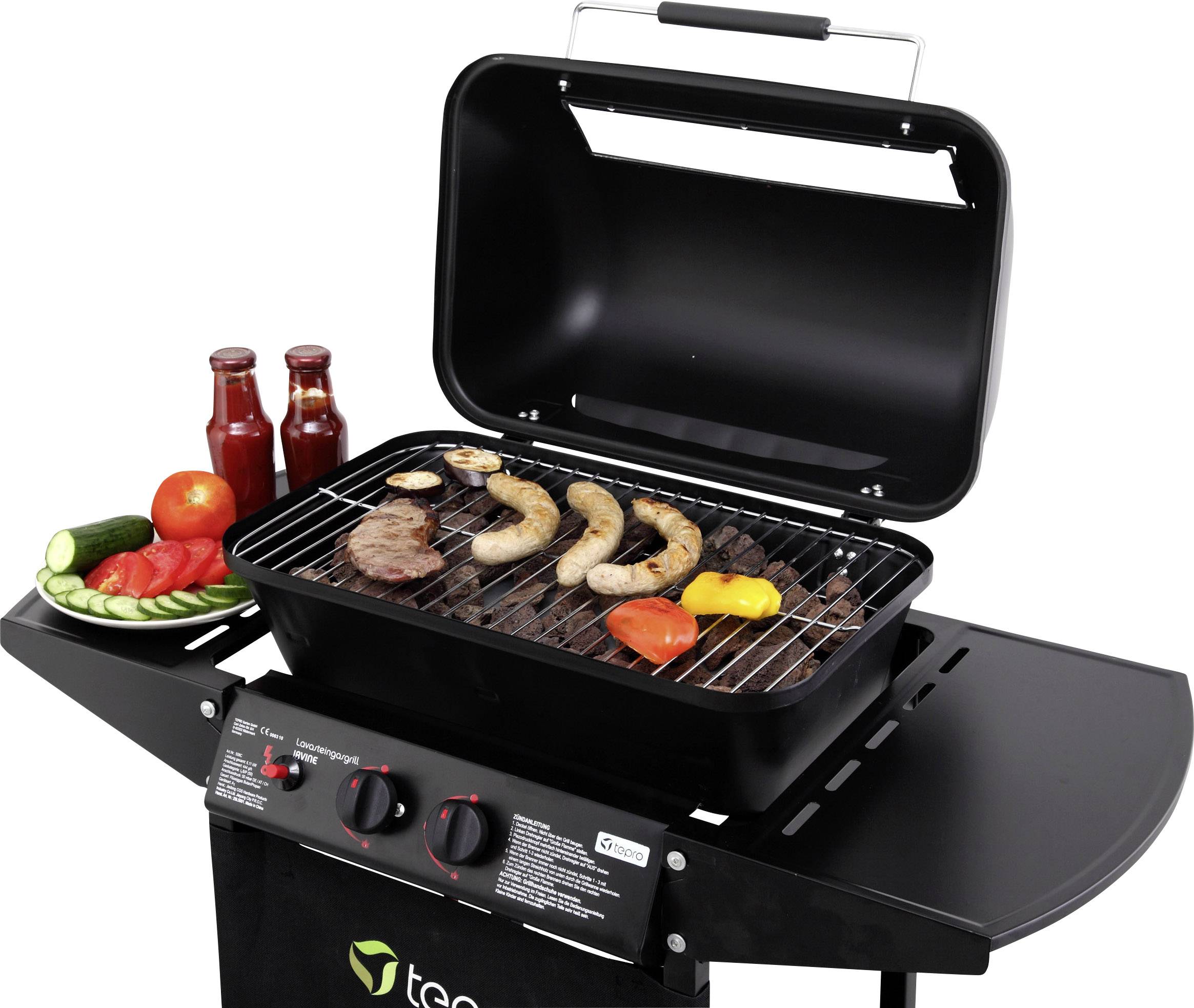 tepro Garten Irvine Lavastein, Grillwagen Gas-Grill 2 Brenner Schwarz