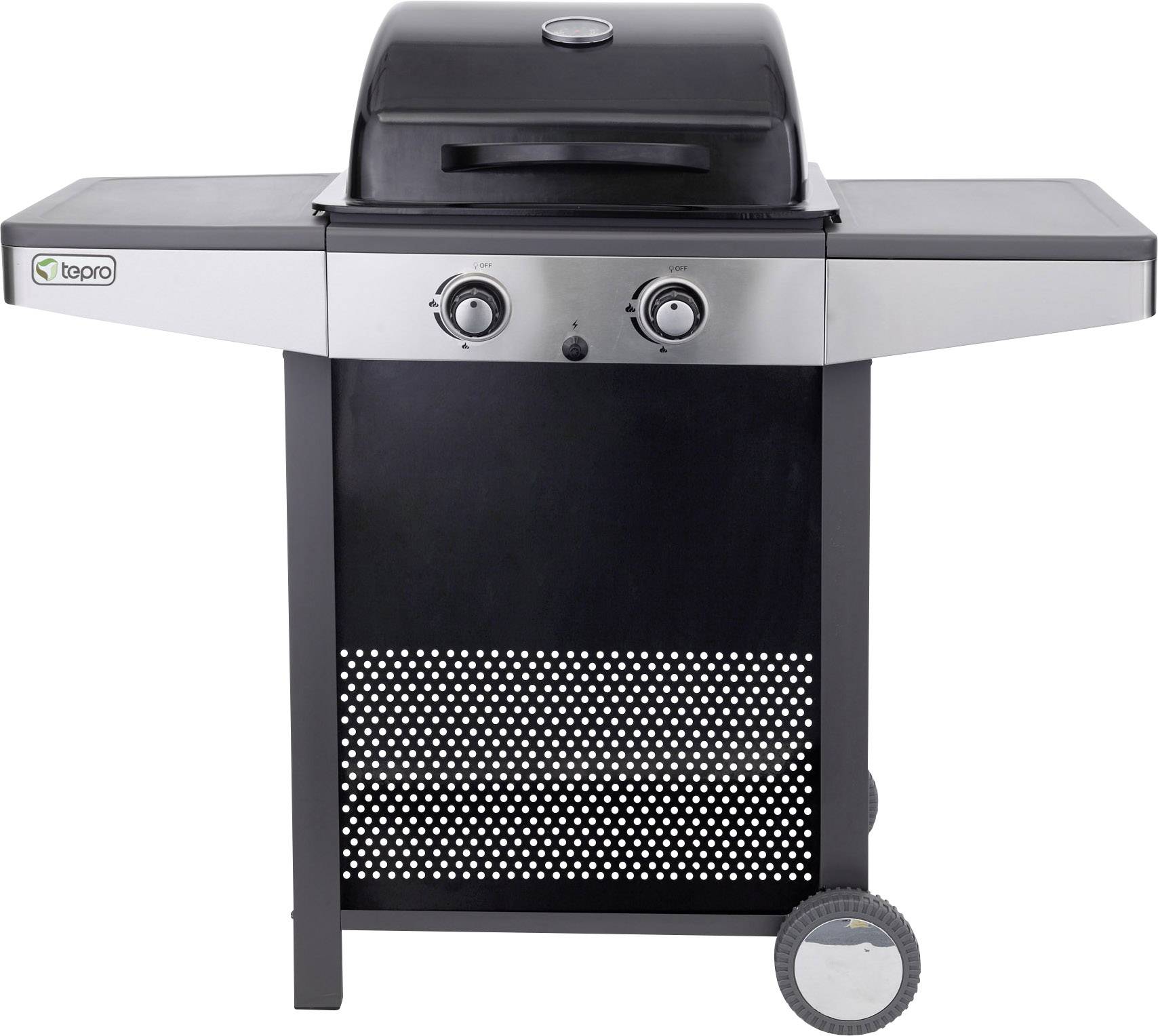 Tepro Garten Princeton Gas Grill 2 Brenner, Thermometer im Deckel Schwarz, Silber