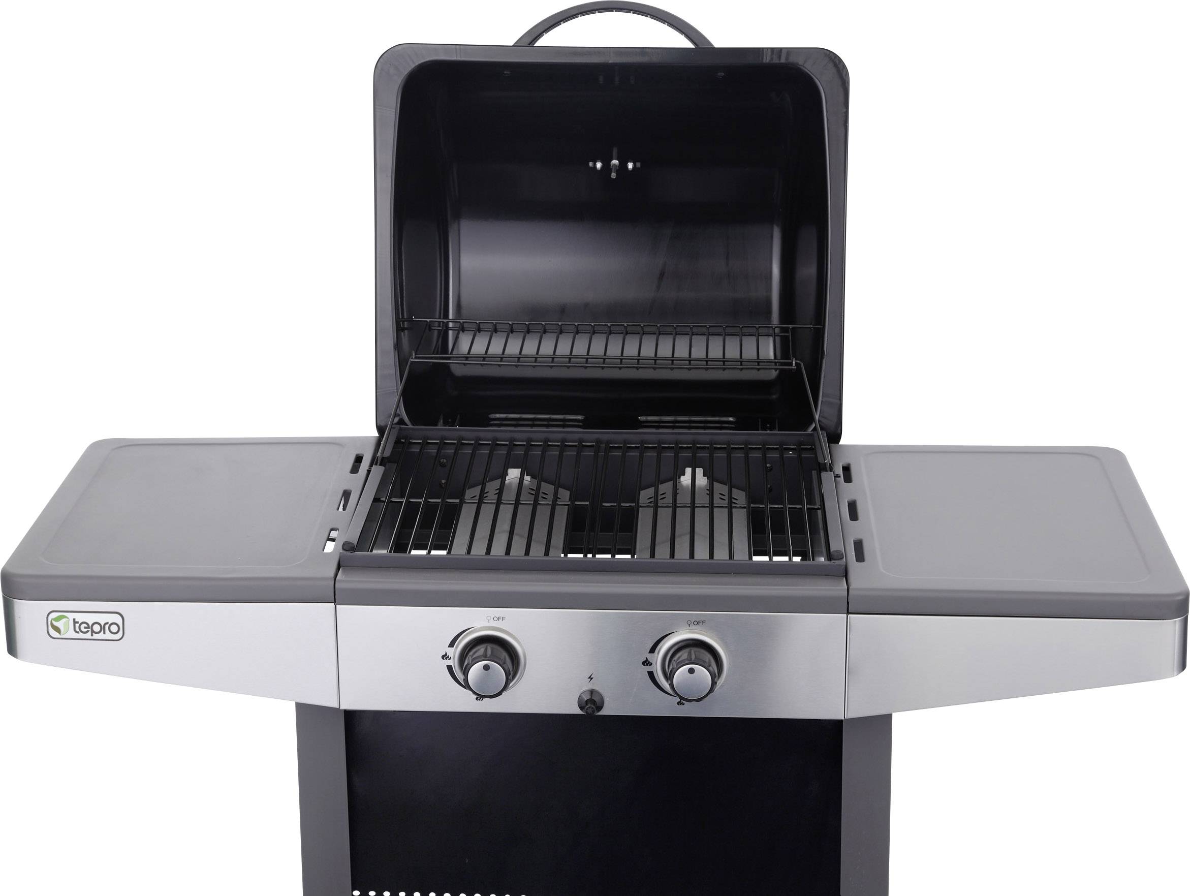 Tepro Garten Princeton Gas Grill 2 Brenner, Thermometer im Deckel Schwarz, Silber