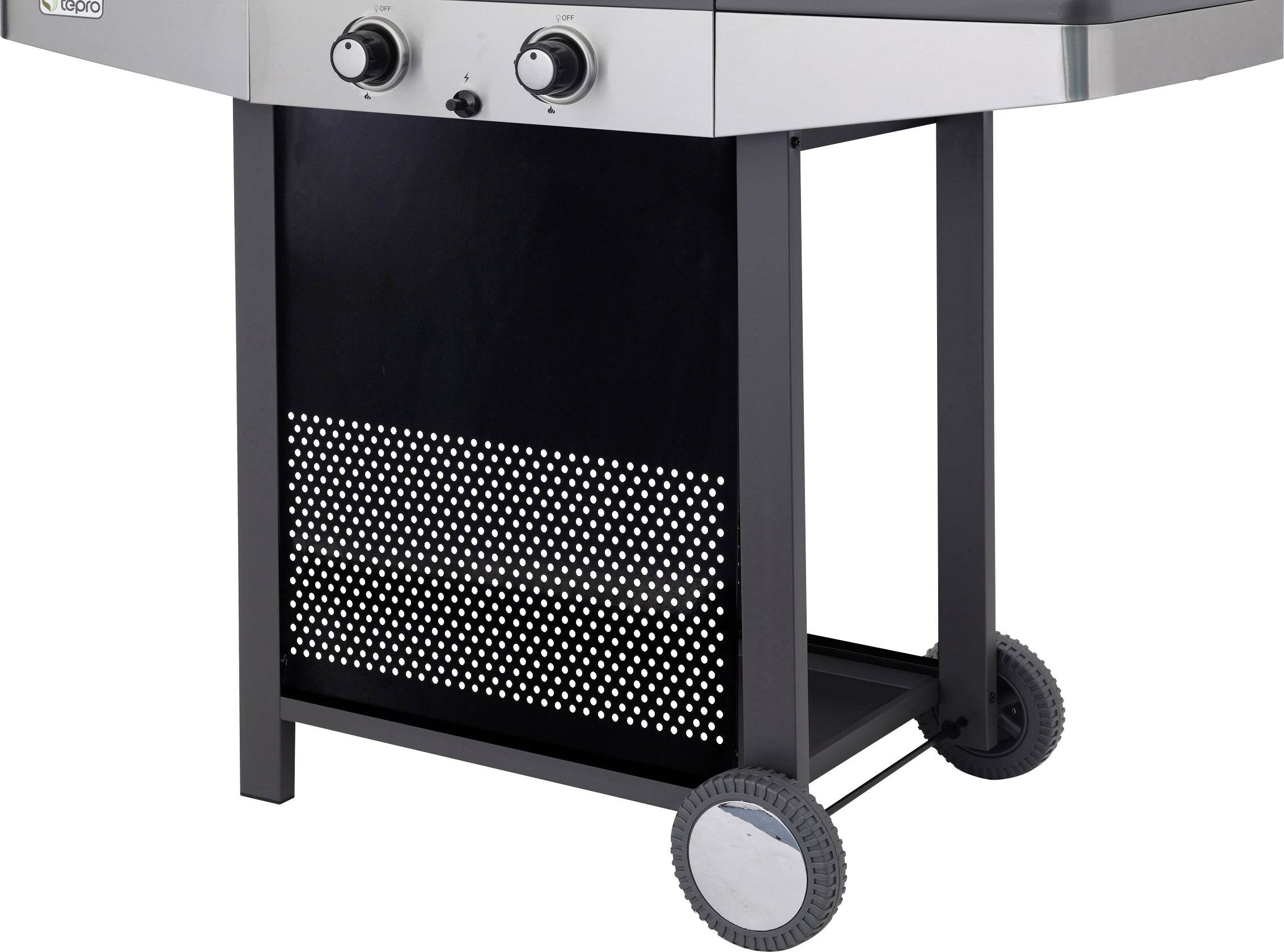 Tepro Garten Princeton Gas Grill 2 Brenner, Thermometer im Deckel Schwarz, Silber