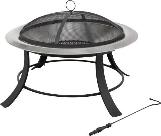 tepro Garten Silver City Rund Feuerstelle mit Funkenschutz Schwarz, Silber