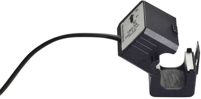 Stromwandler mit Kabel. Das Gerät hat eine rechteckige Form und ist zum Messen von Wechselströmen in elektrischen Leitungen gedacht.