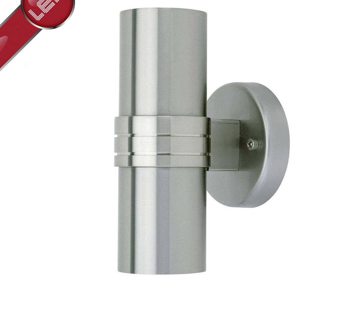 Brilliant Hanni G96230/82 Außenwandleuchte Energiesparlampe, LED GU10 6W Edelstahl