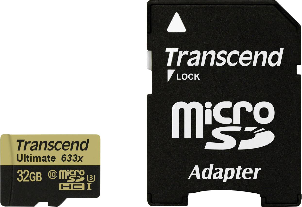 Transcend Ultimate (633x) microSDHC-Karte 32 GB Class 10, UHS-I, UHS-Class 3 inkl. SD-Adapter