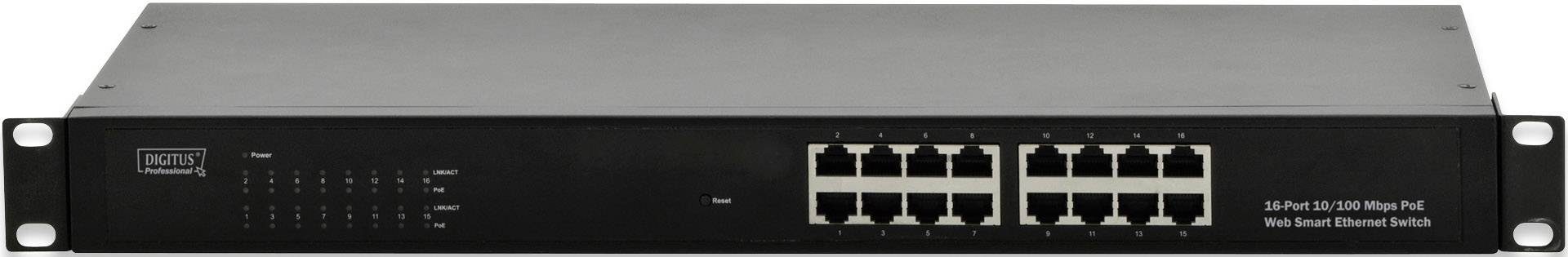 Digitus  Netzwerk Switch 16 Port 100 MBit/s PoE-Funktion