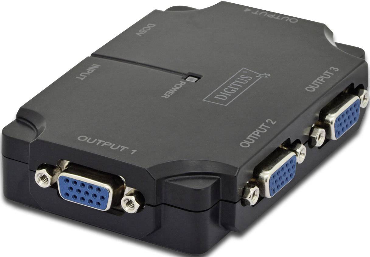 Digitus DS-42120-1 4 Port VGA-Splitter einzeln schaltbar, mit Status-LEDs 1920 x 1080 Pixel Schwarz