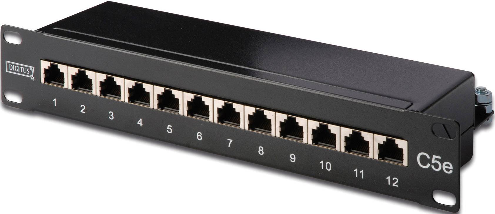 Digitus DN-91512S 12 Port Netzwerk-Patchpanel 254 mm (10") CAT 5e 1 HE Unbestückt