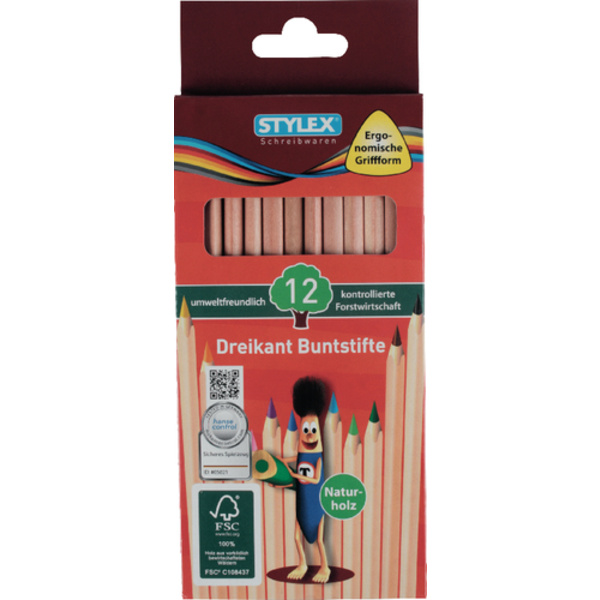 Farbstift Stylex 12 lange Buntstifte Naturholz aus FSC-Holz 26005 1 St.