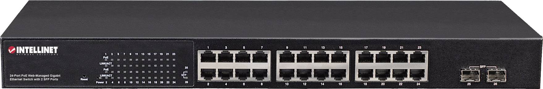 Intellinet 560559 Netzwerk Switch 24 + 2 Port 1 GBit/s PoE-Funktion
