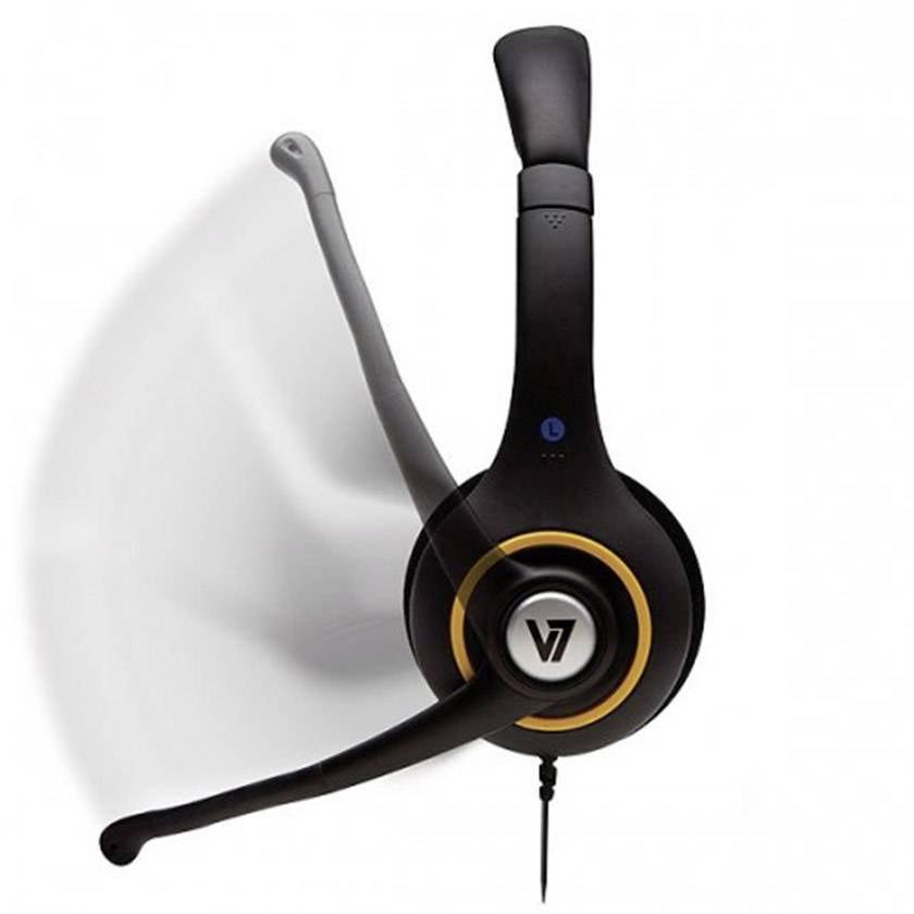 V7 Videoseven HU511-2EP PC-Headset USB schnurgebunden, Stereo On Ear Schwarz